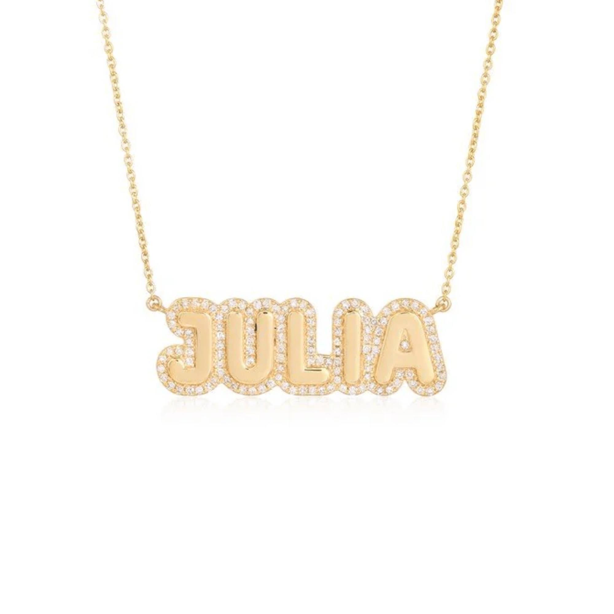 14K Custom Bubble Letter Necklace - Nolita