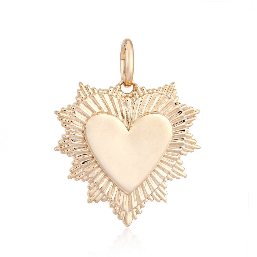 14K Detailed Heart Charm - Nolita