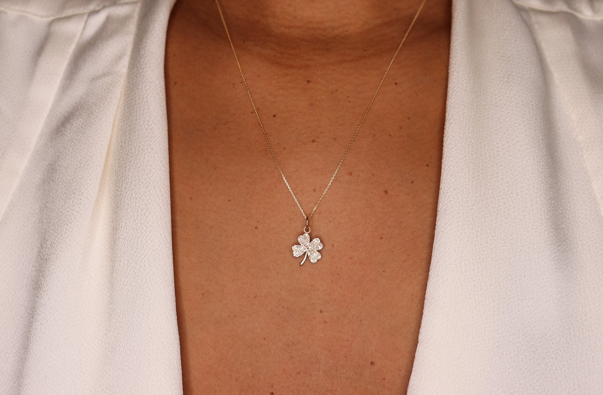 14K Diamond 4 Leaf Clover Charm - Nolita