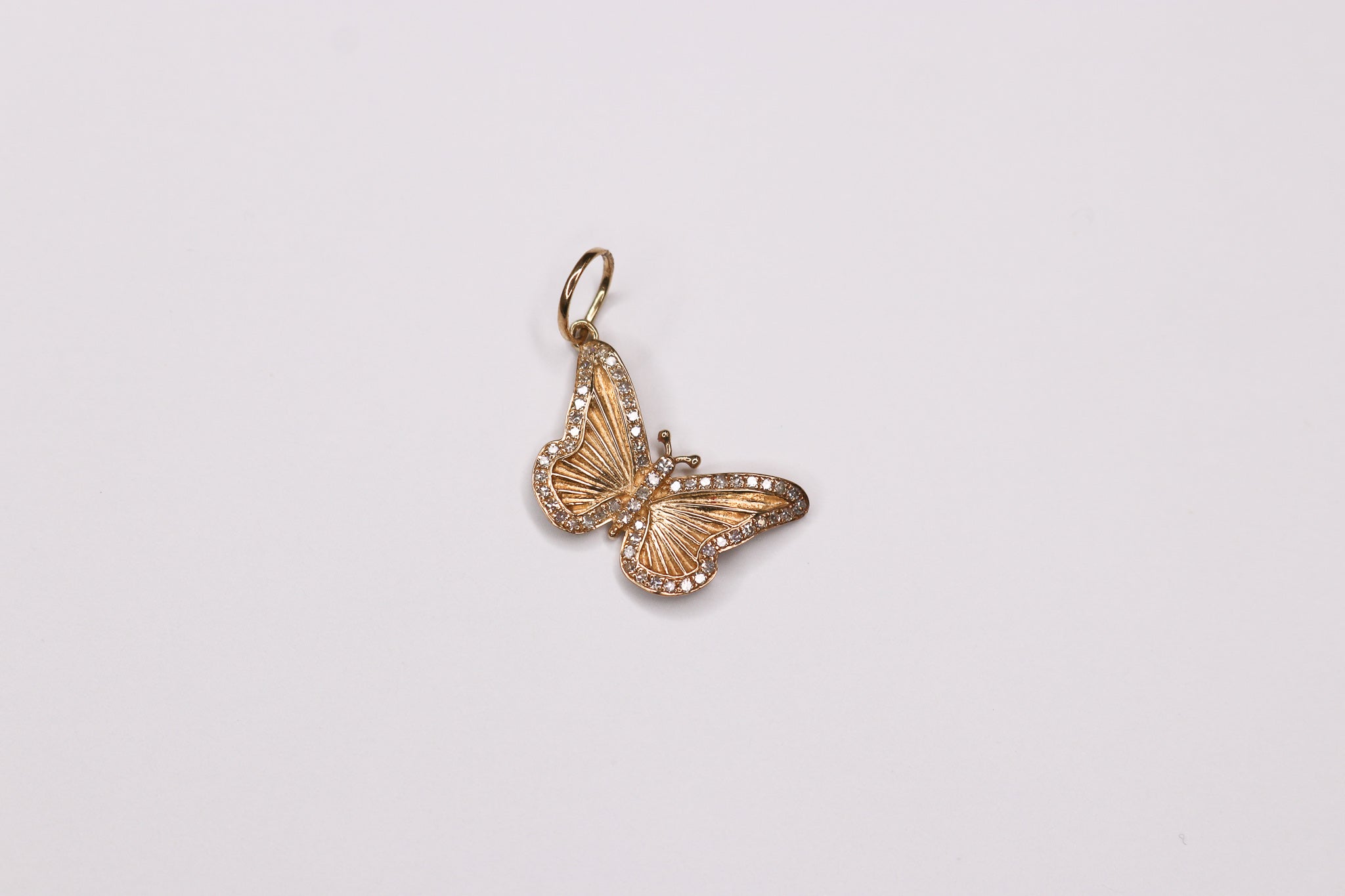 14K Diamond Butterfly Charm - 14K Rose Gold - Nolita