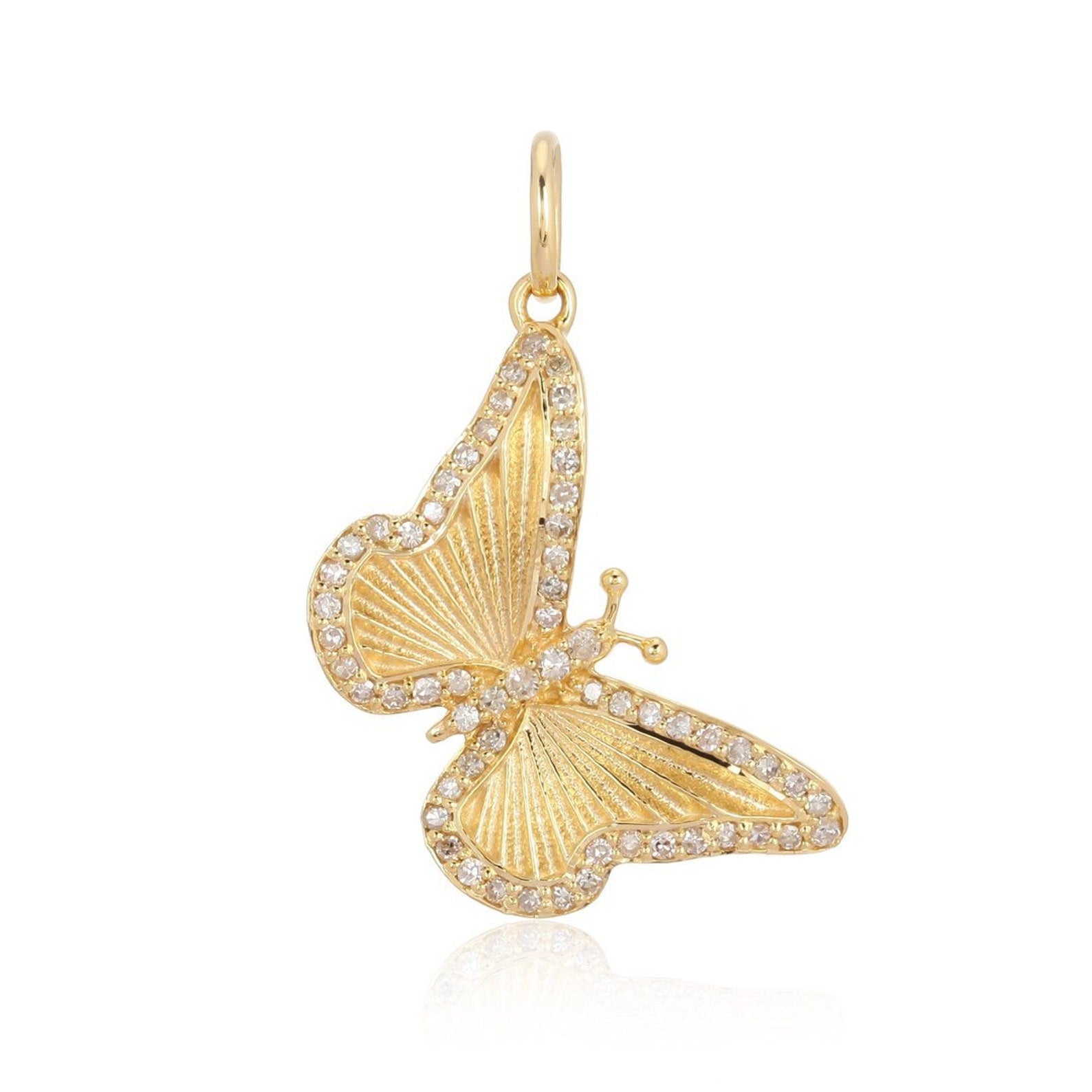 14K Diamond Butterfly Charm - Nolita