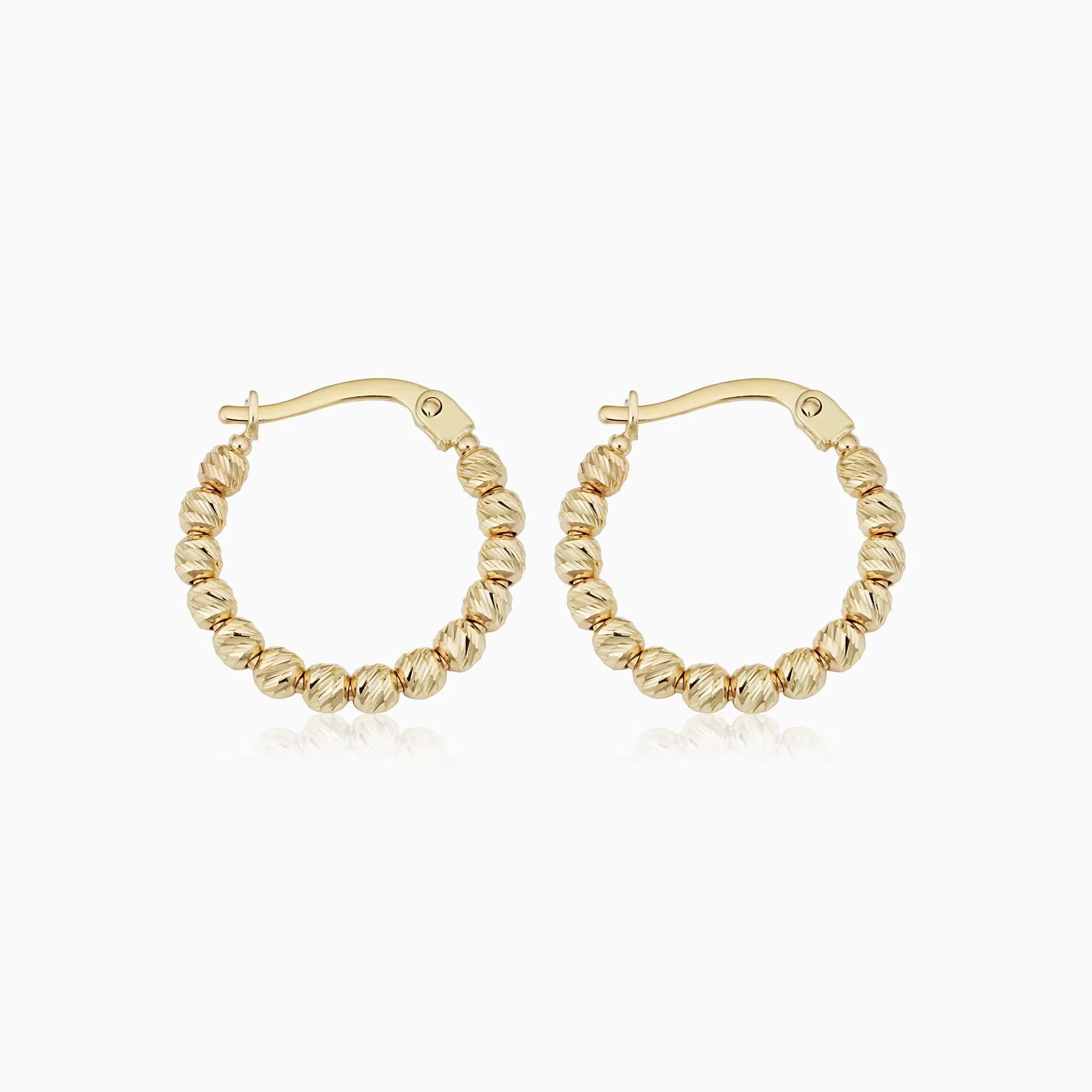 14K Diamond Cut Ball Hoop Earrings - Nolita