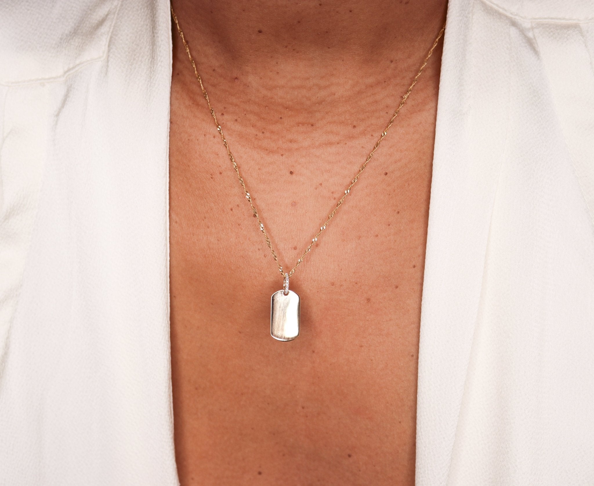 14K Diamond Dog Tag - Nolita