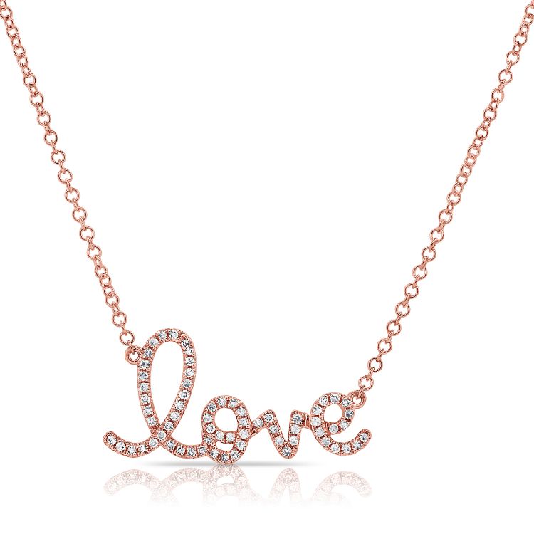 14K Diamond Love Necklace - Nolita