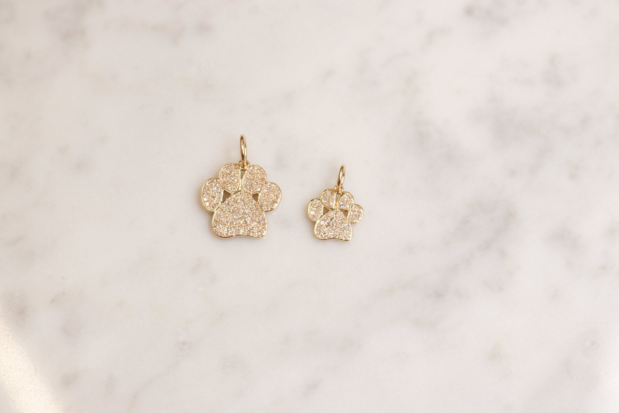 14K Diamond Paw Print Charm - Nolita