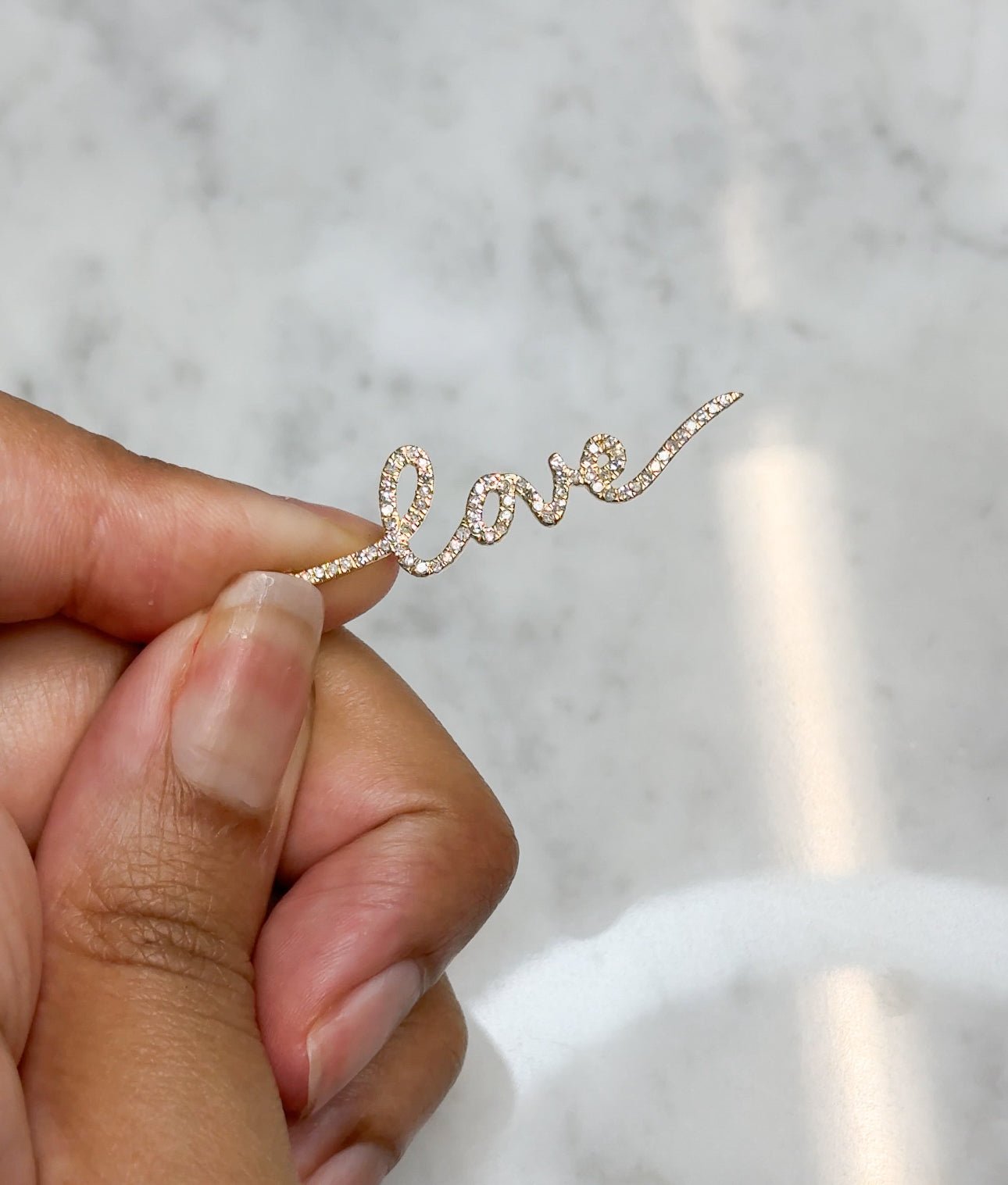 14K Diamond Script Love Charm - Nolita