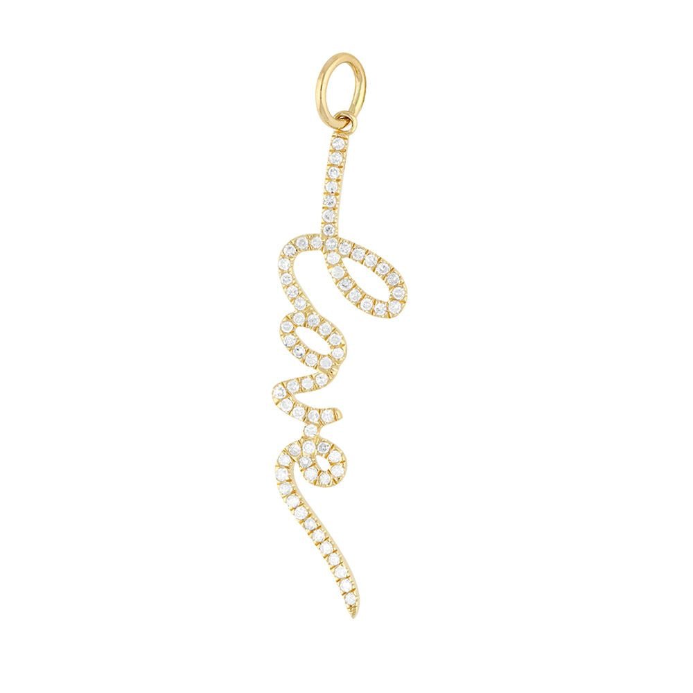 14K Diamond Script Love Charm - Nolita