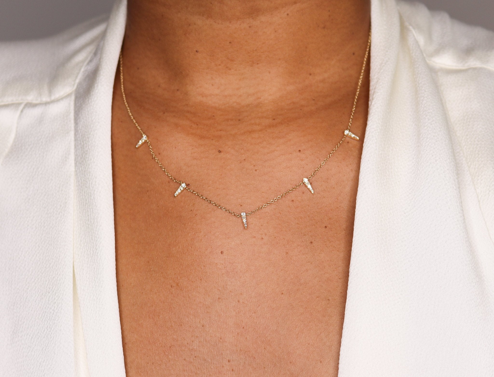 14K Diamond Spike Necklace - Nolita