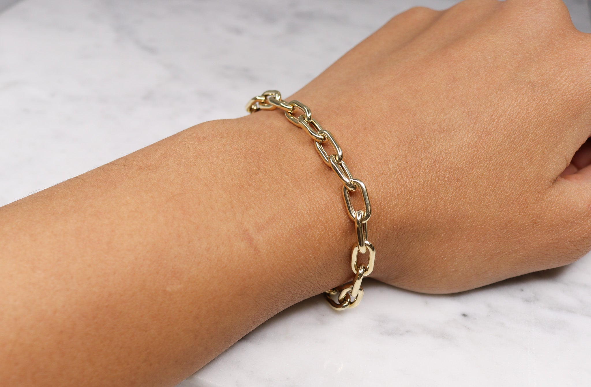 14K Thick Oval Link Solid Gold Italian Chain Bracelet