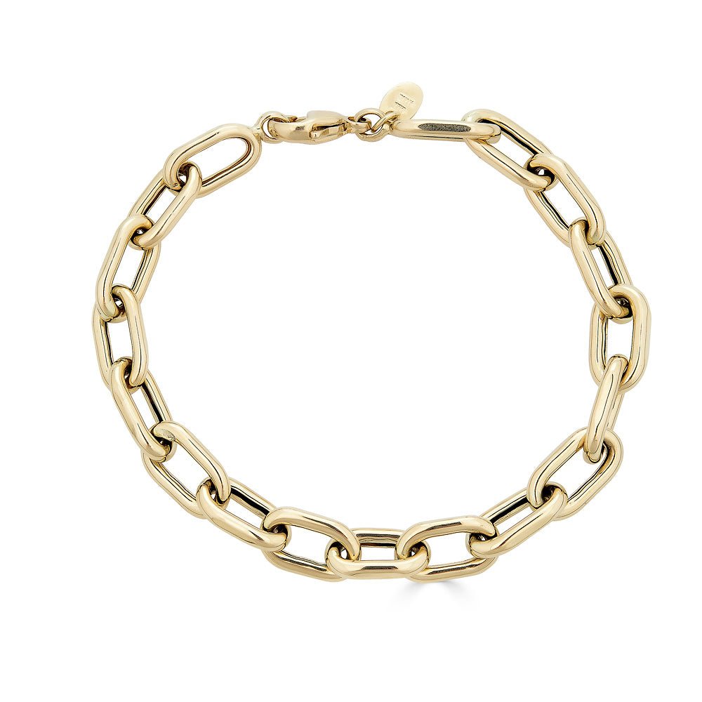 14K Thick Oval Link Solid Gold Italian Chain Bracelet