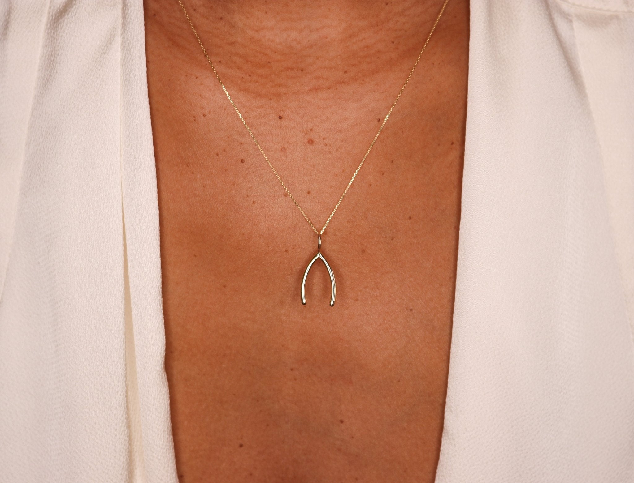 14K Gold Wishbone Charm - Nolita