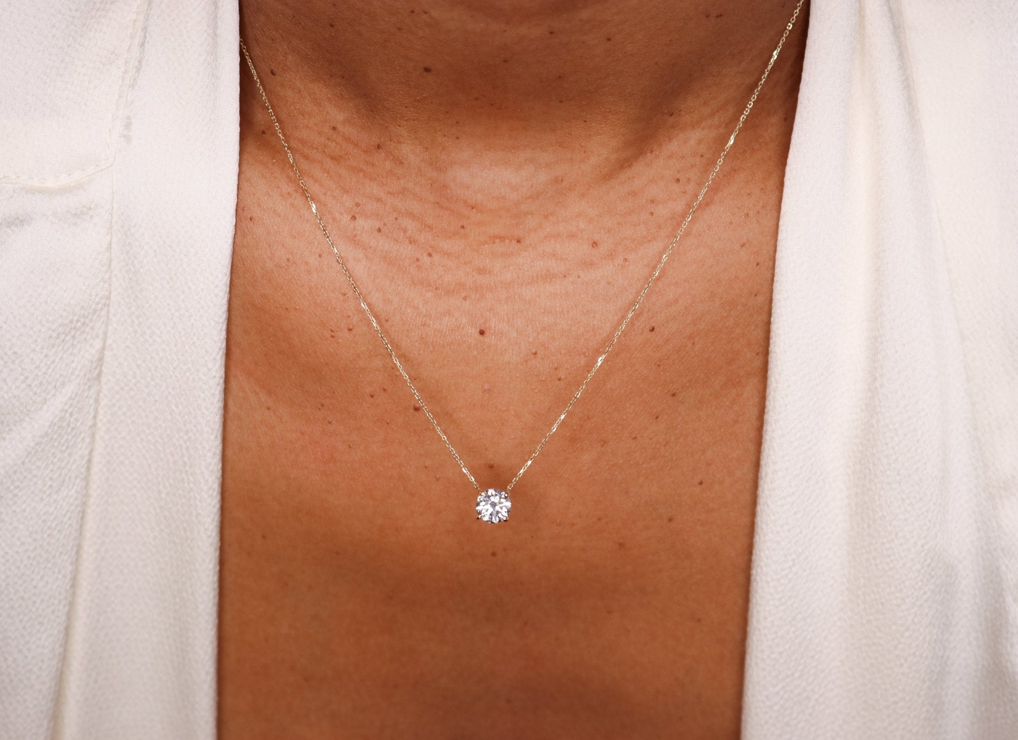 14K Lab Grown Diamond Solitaire Necklace - Nolita