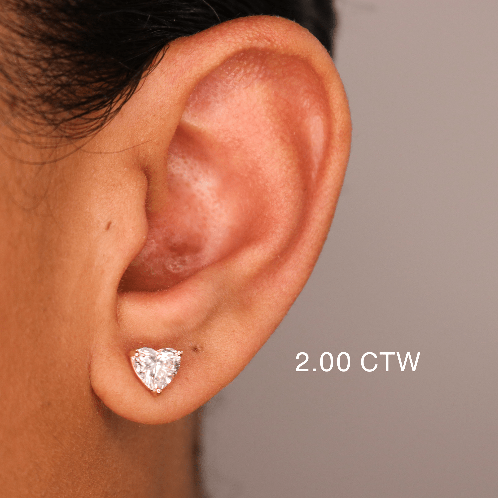 14K Lab Grown Heart Diamond Stud Earrings - Nolita