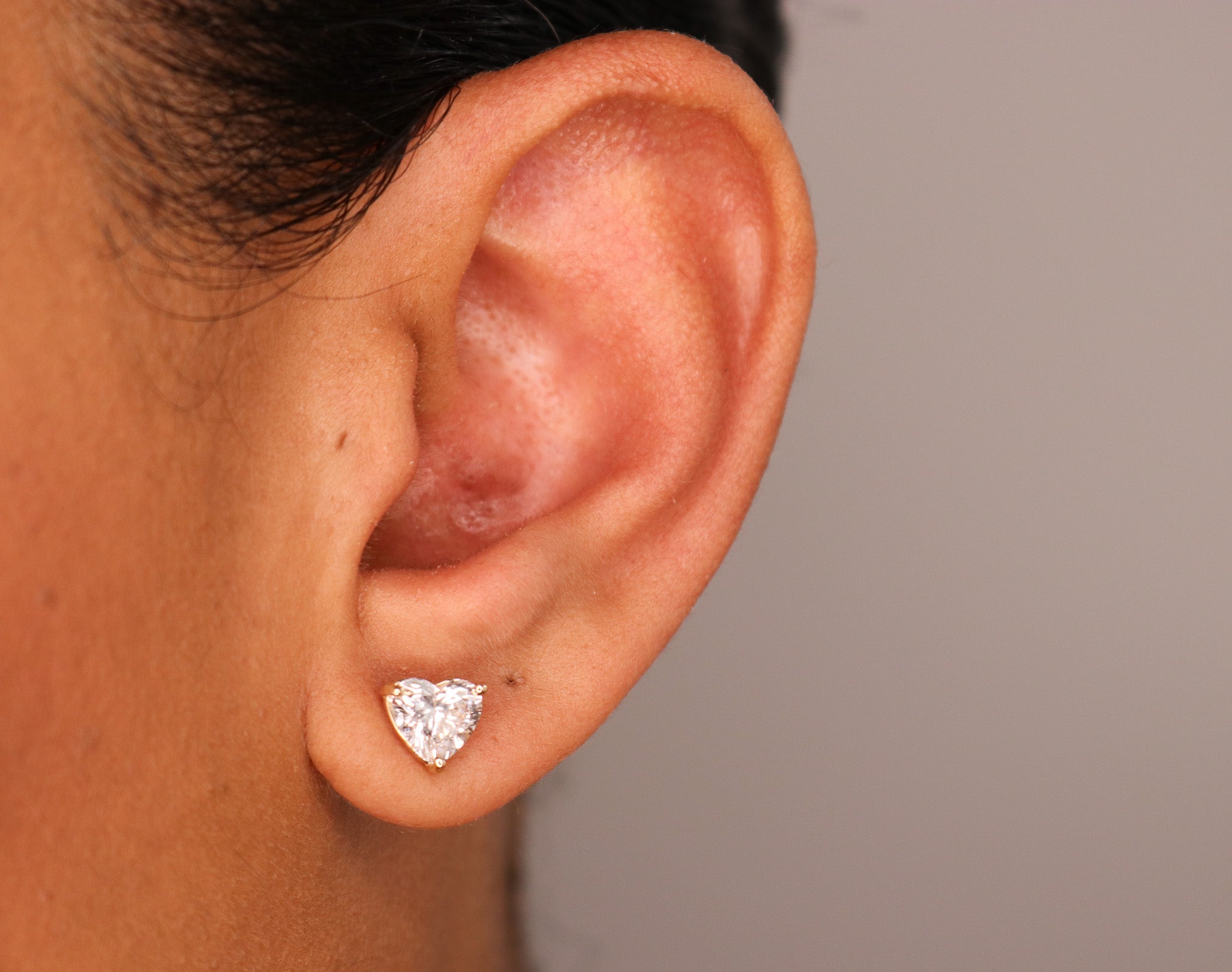 14K Lab Grown Heart Diamond Stud Earrings - Nolita