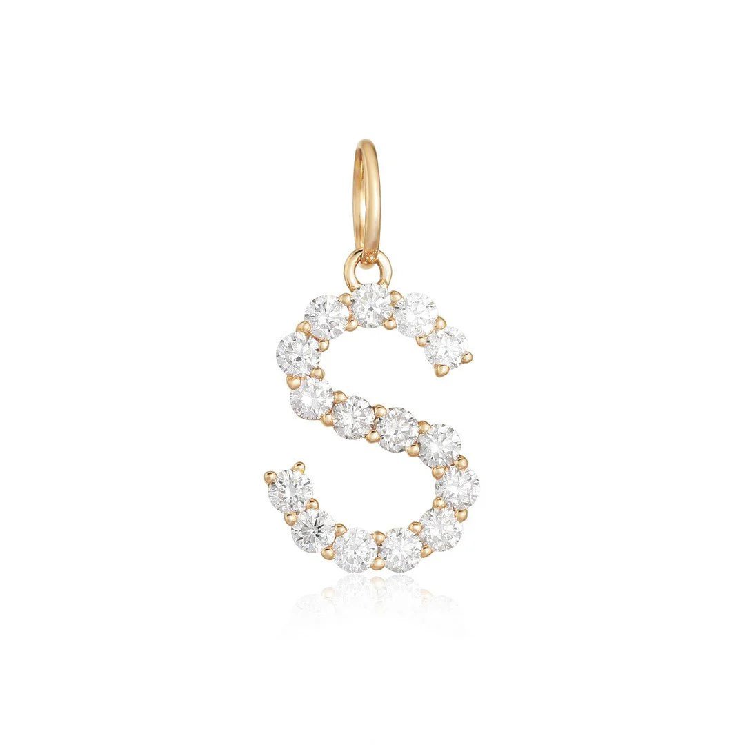 14K Large Diamond Initial Charm - Nolita