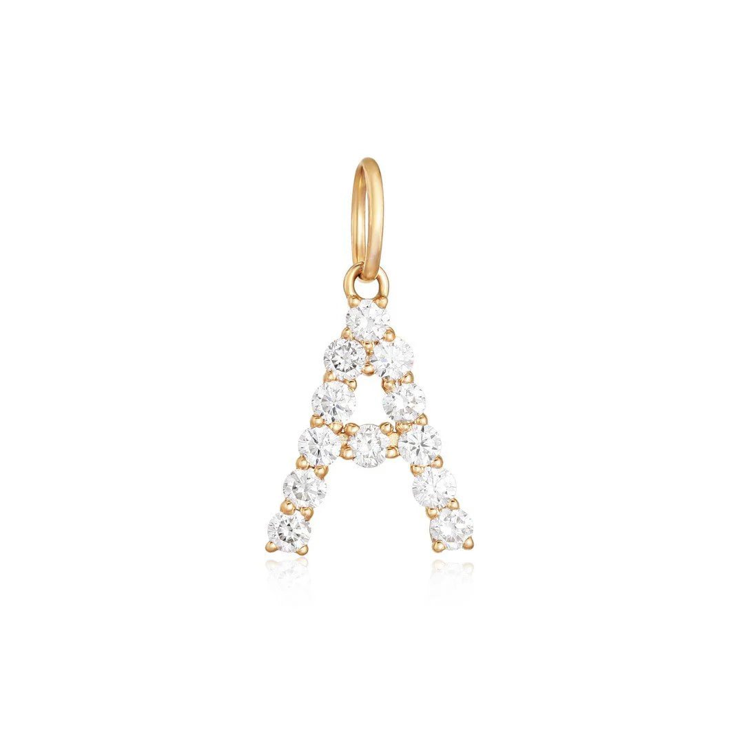 14K Large Diamond Initial Charm - Nolita