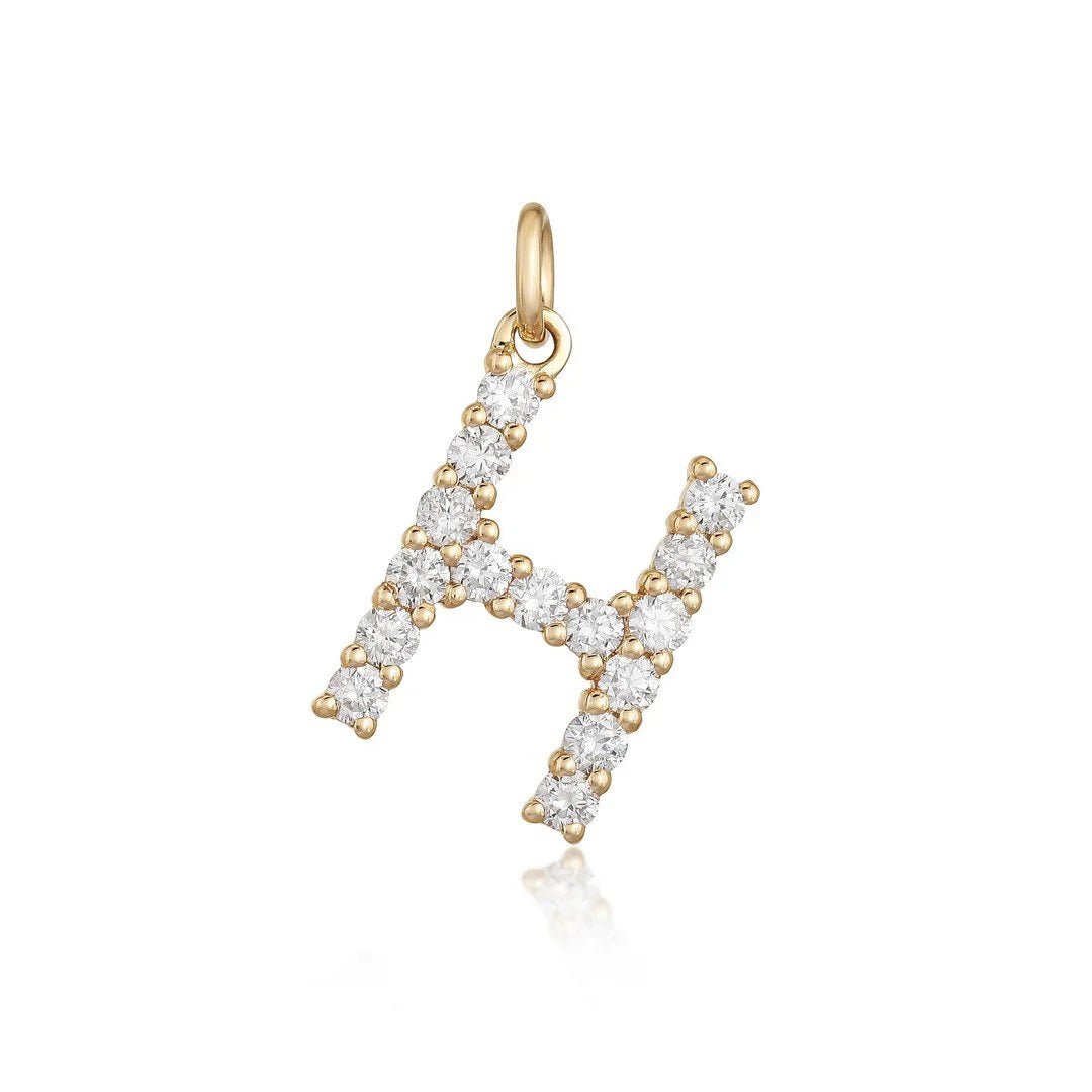 14K Large Diamond Initial Charm - Nolita