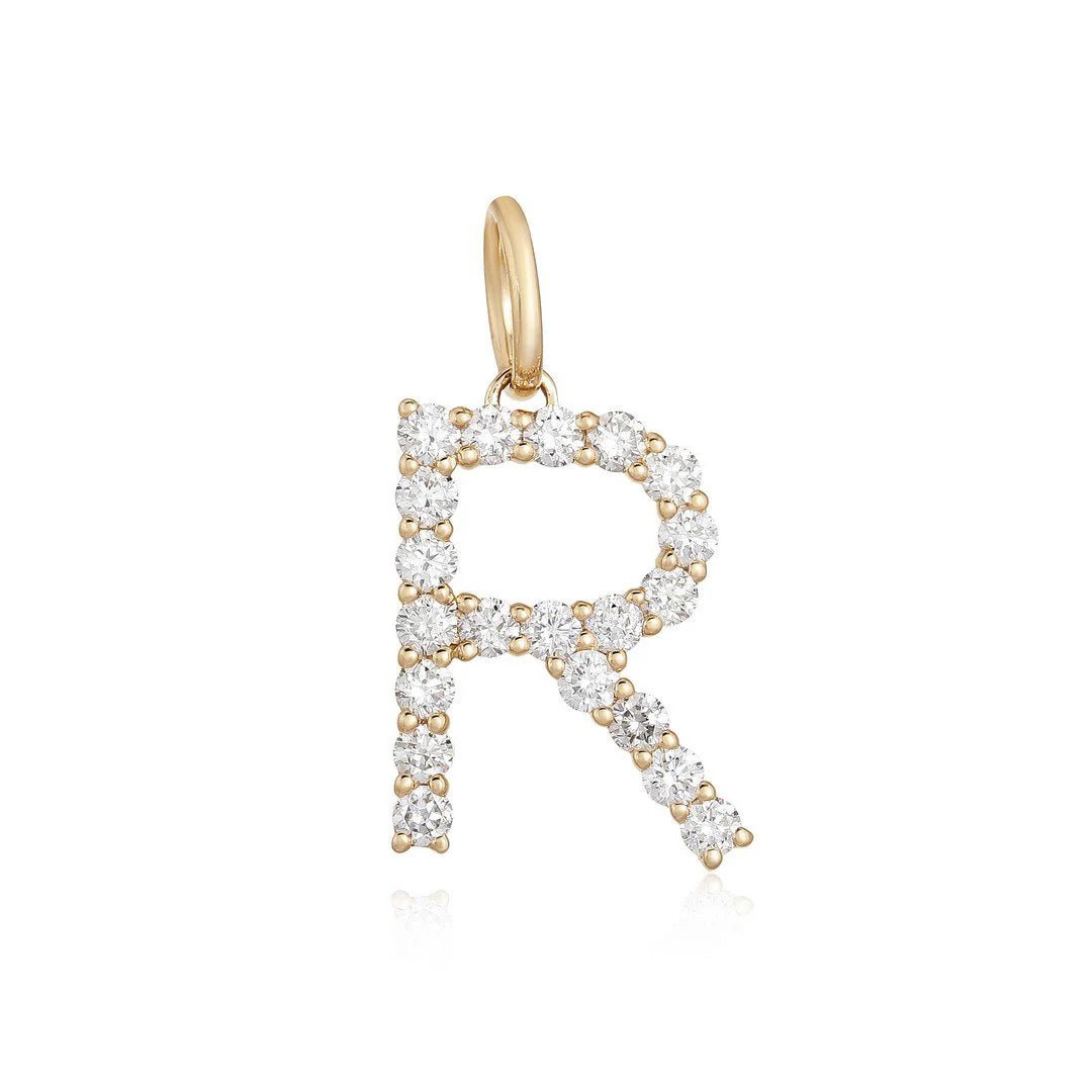 14K Large Diamond Initial Charm - Nolita