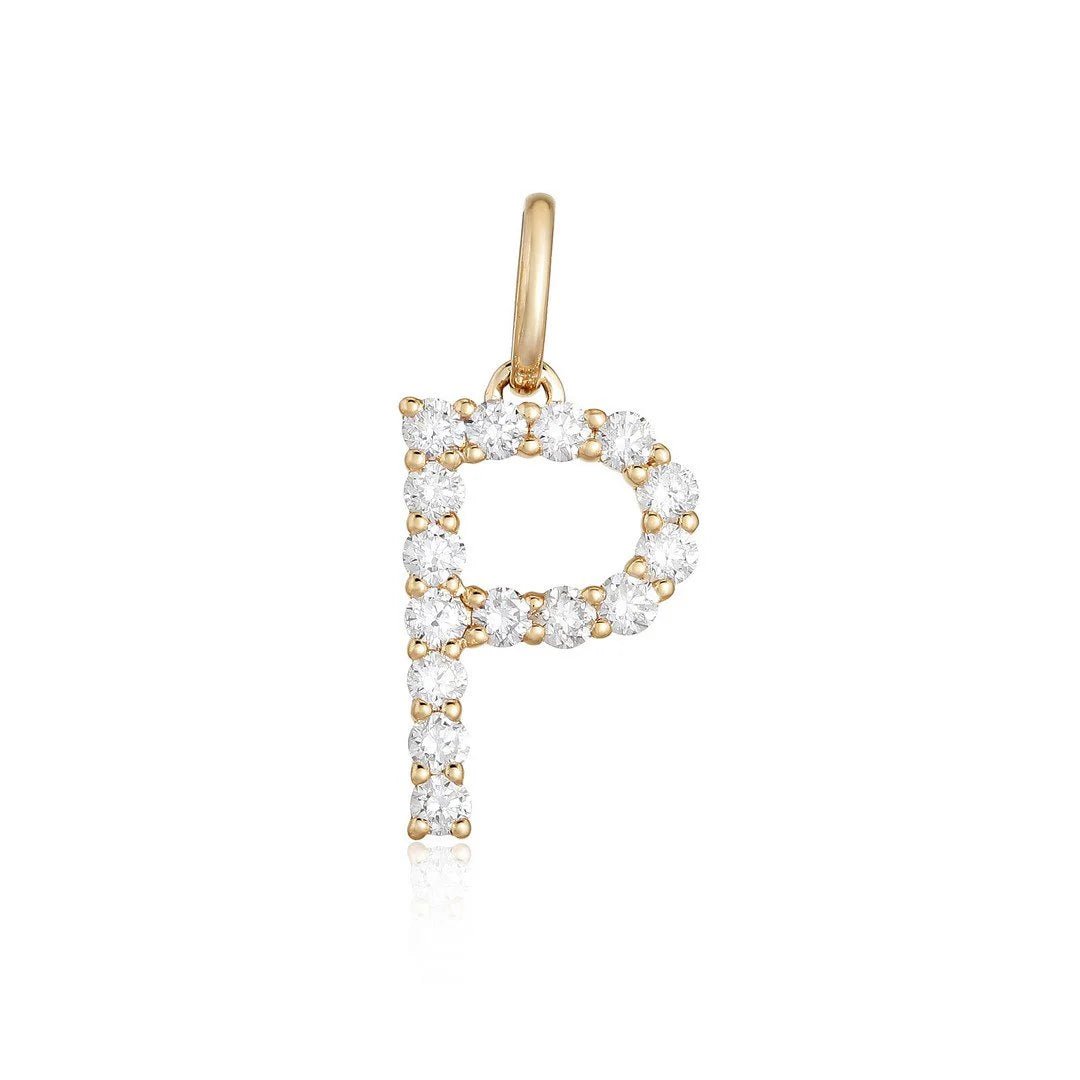 14K Large Diamond Initial Charm - Nolita