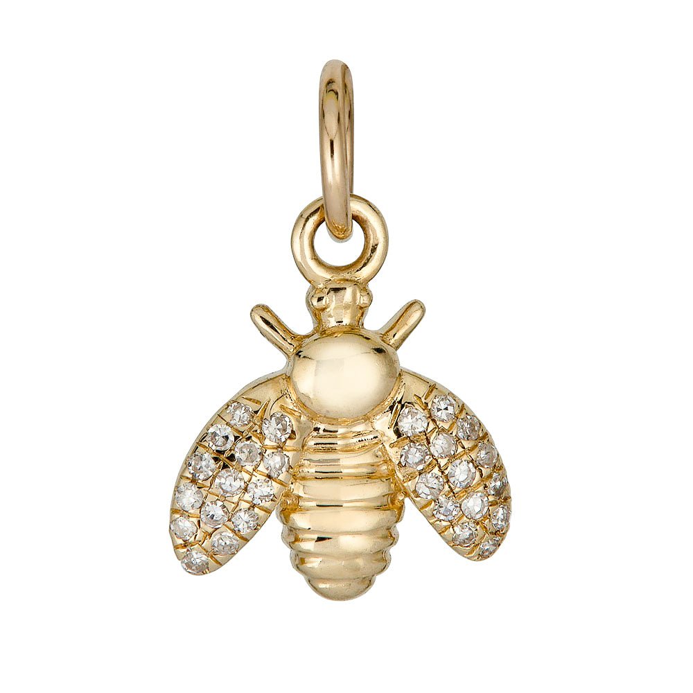 14K Mini Diamond Bee Charm - Nolita