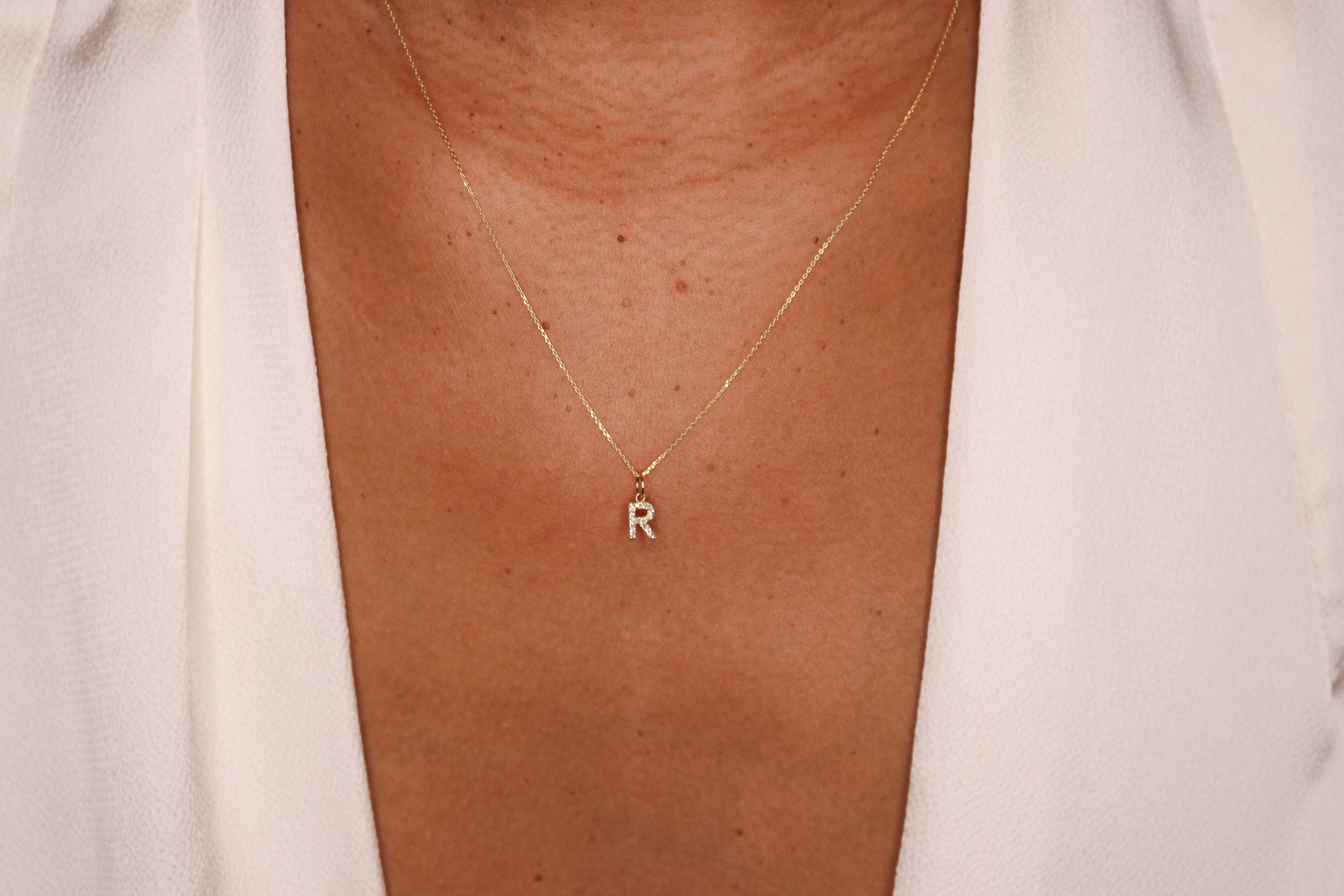 14K Mini Diamond Initial Charm - Nolita