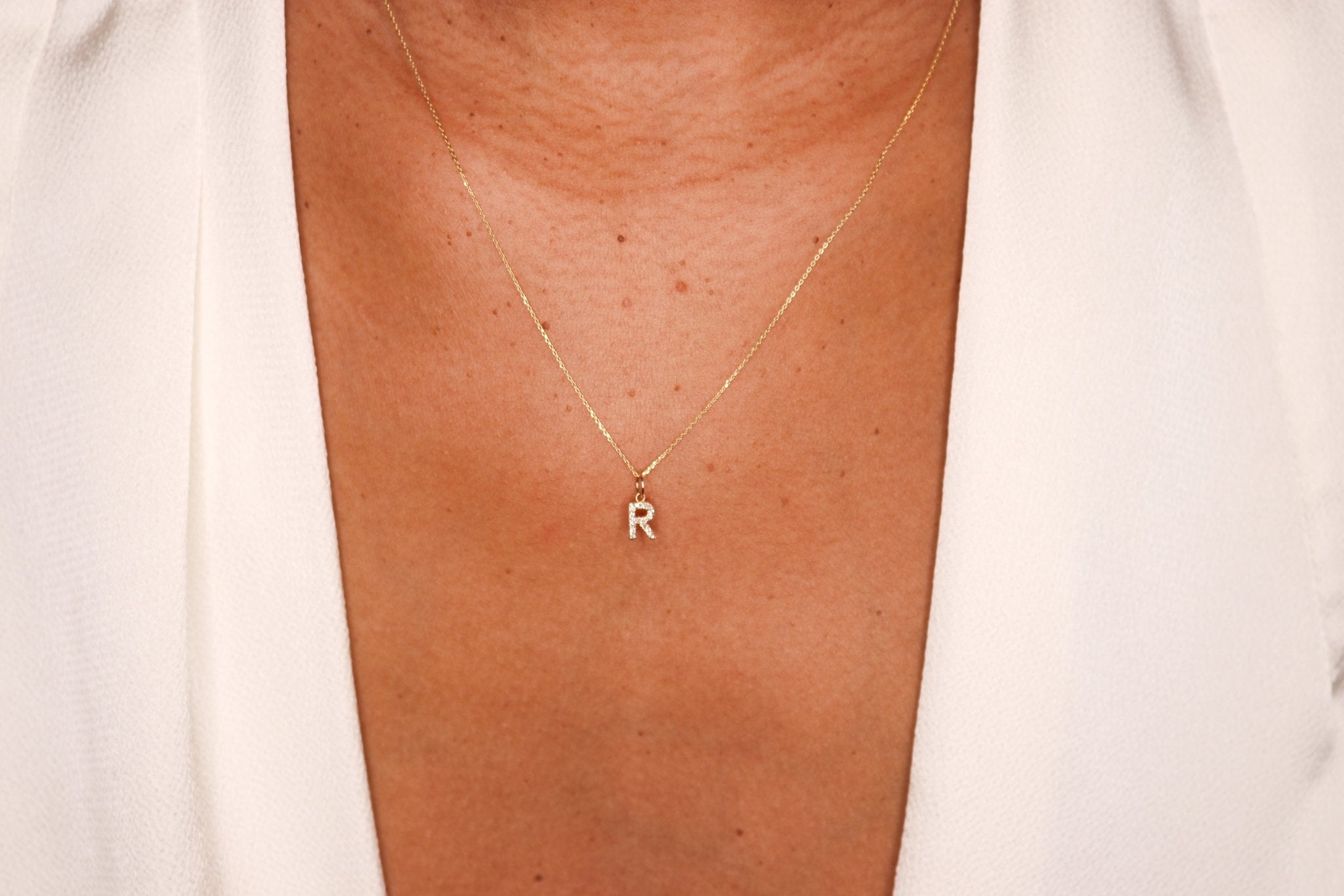 14K Mini Diamond Initial Charm - Nolita