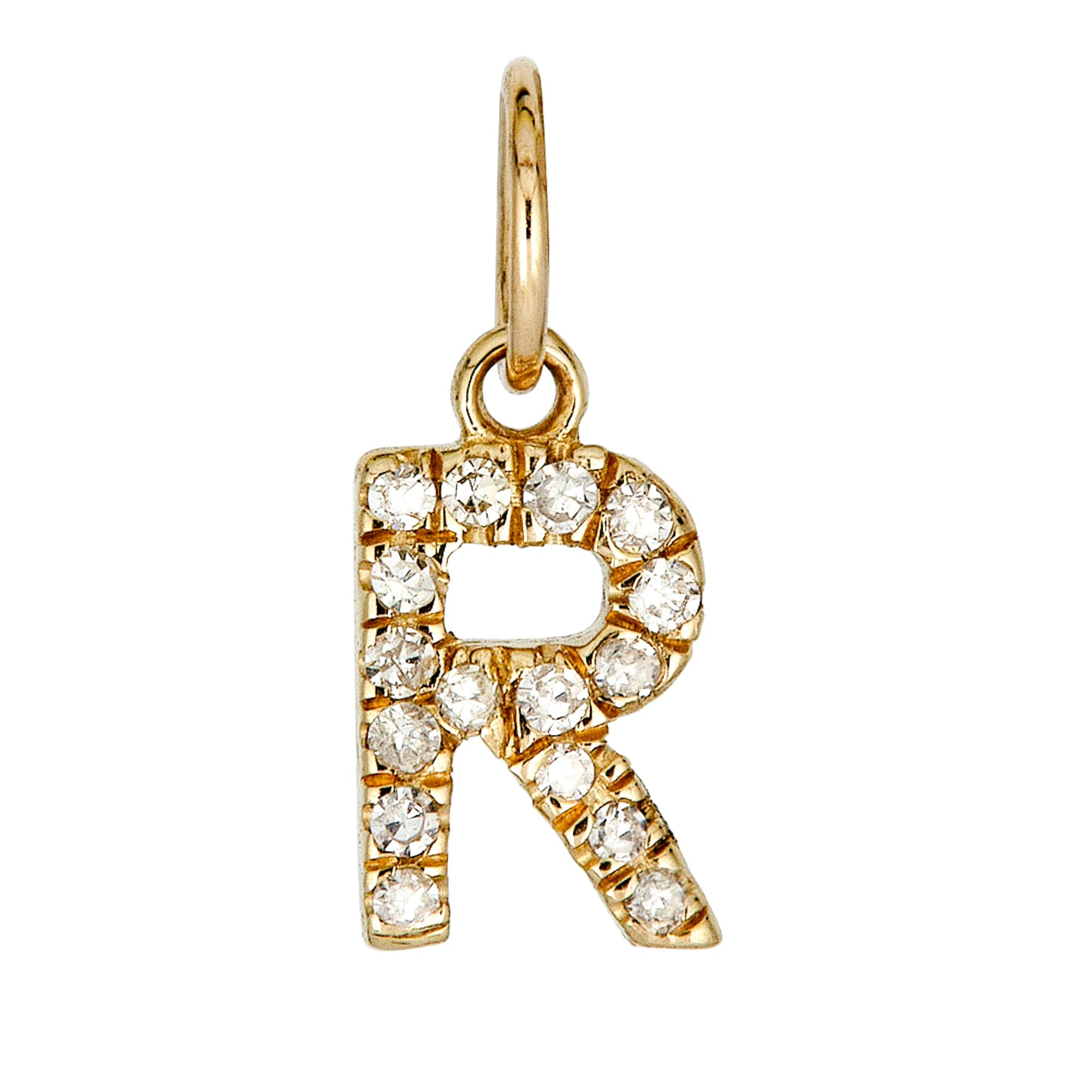 14K Mini Diamond Initial Charm - Nolita