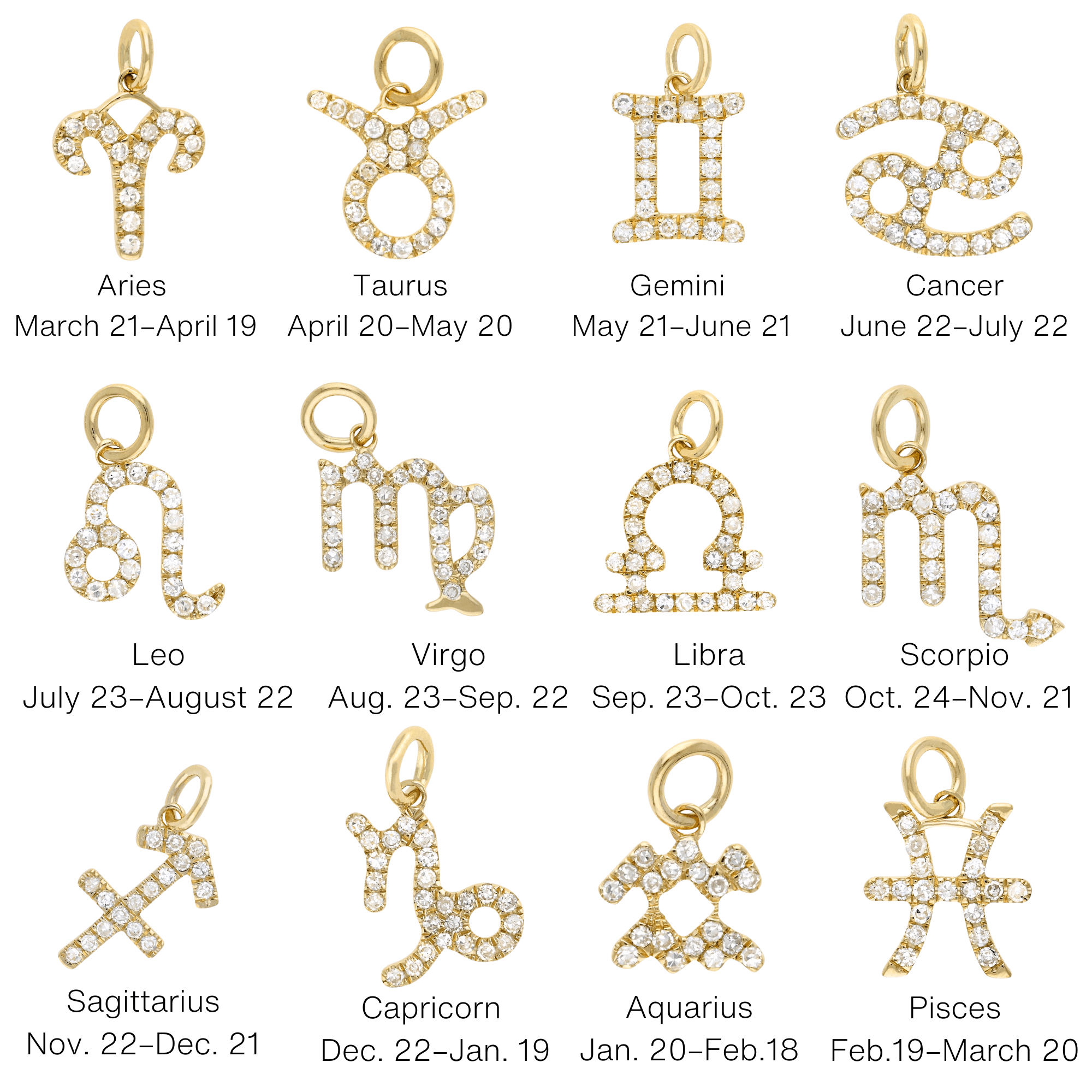 14K Mini Diamond Zodiac Charm - Nolita