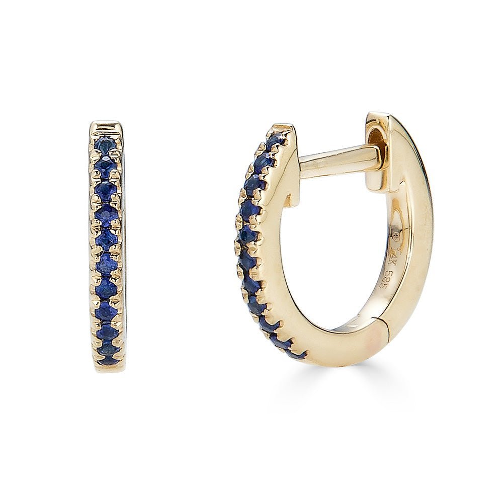 14K Sapphire Huggie Hoop Earrings - Single - Nolita