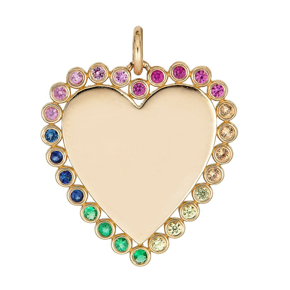 14K Sapphire Rainbow Heart Charm - Nolita