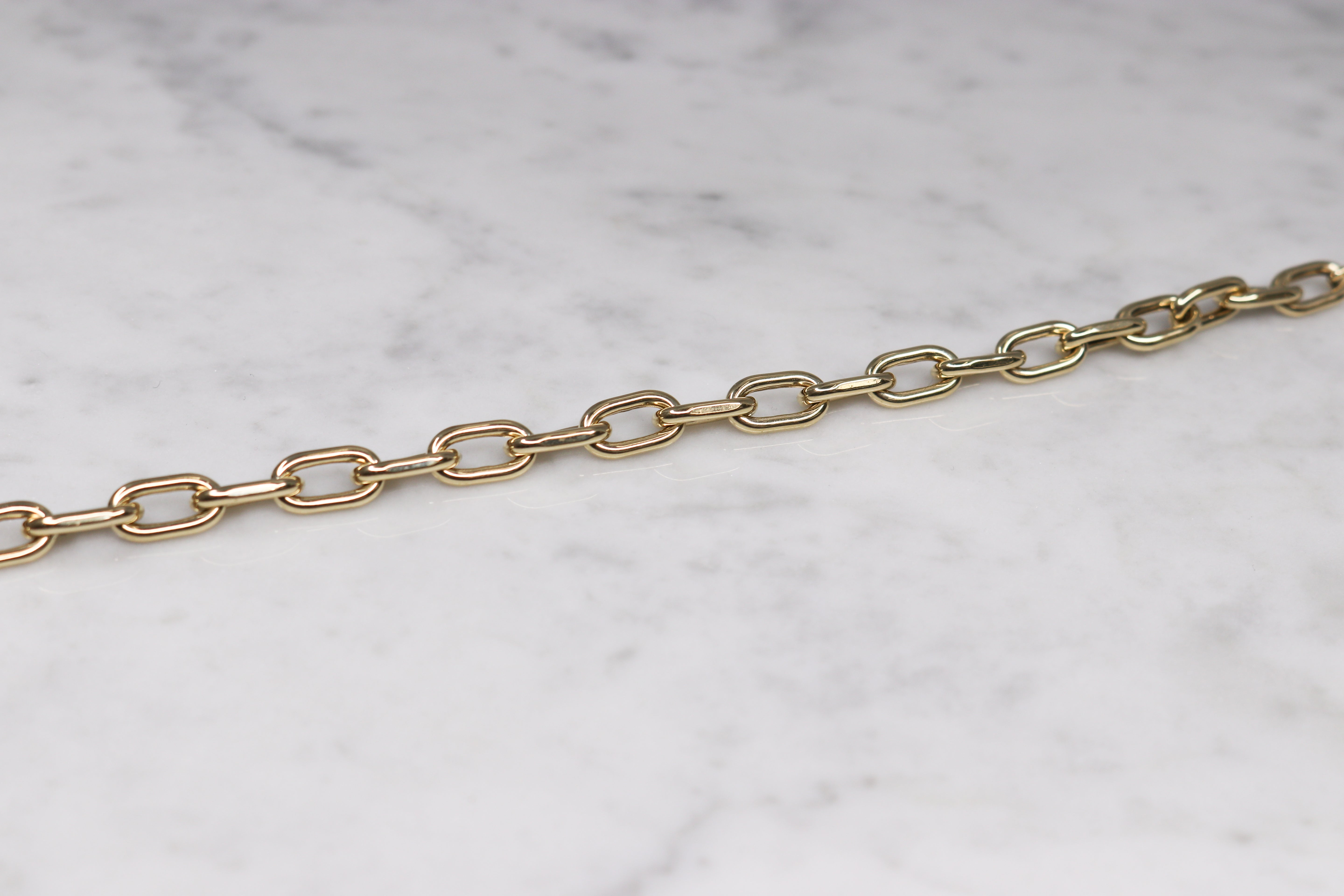 14K Thick Oval Link Solid Gold Italian Chain Bracelet