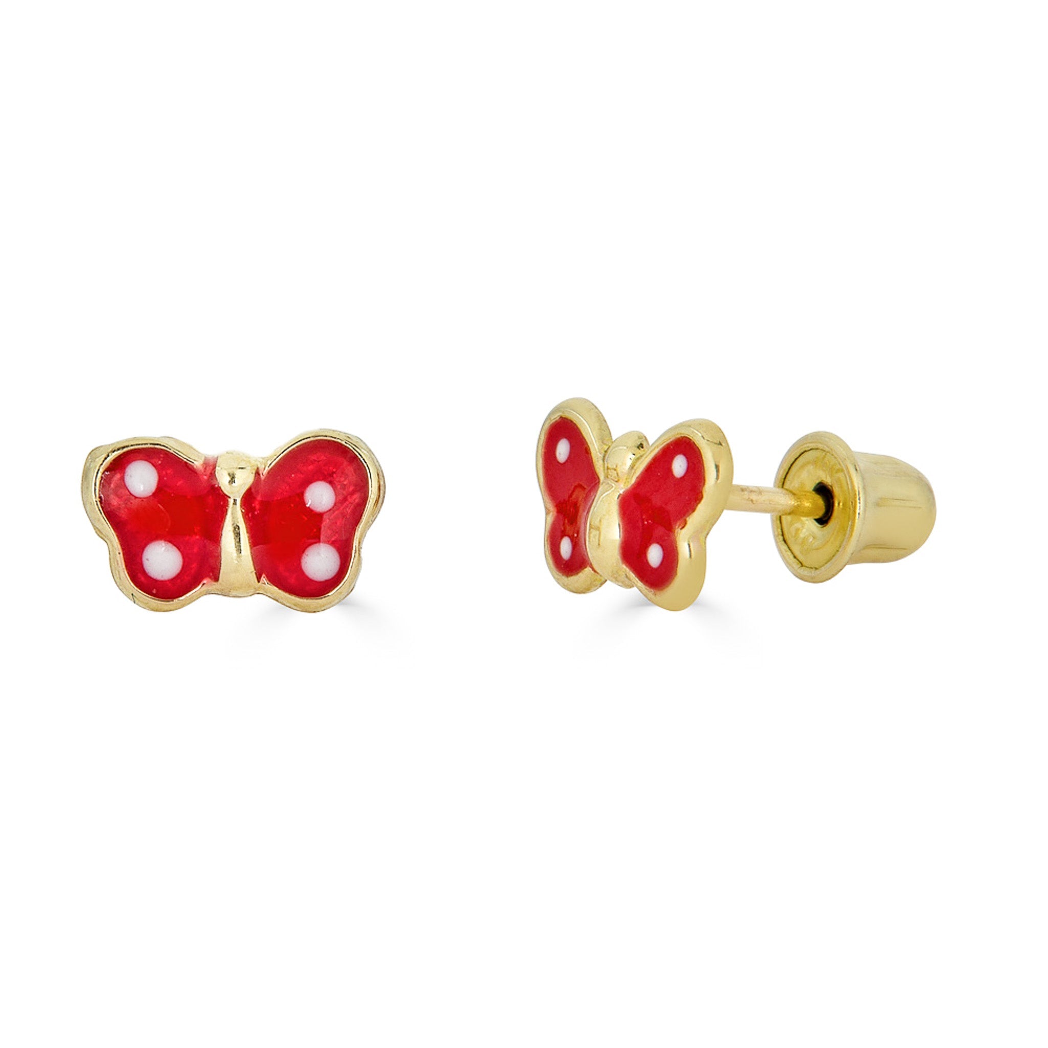 14K Small Enamel Green Butterfly Studs - Nolita