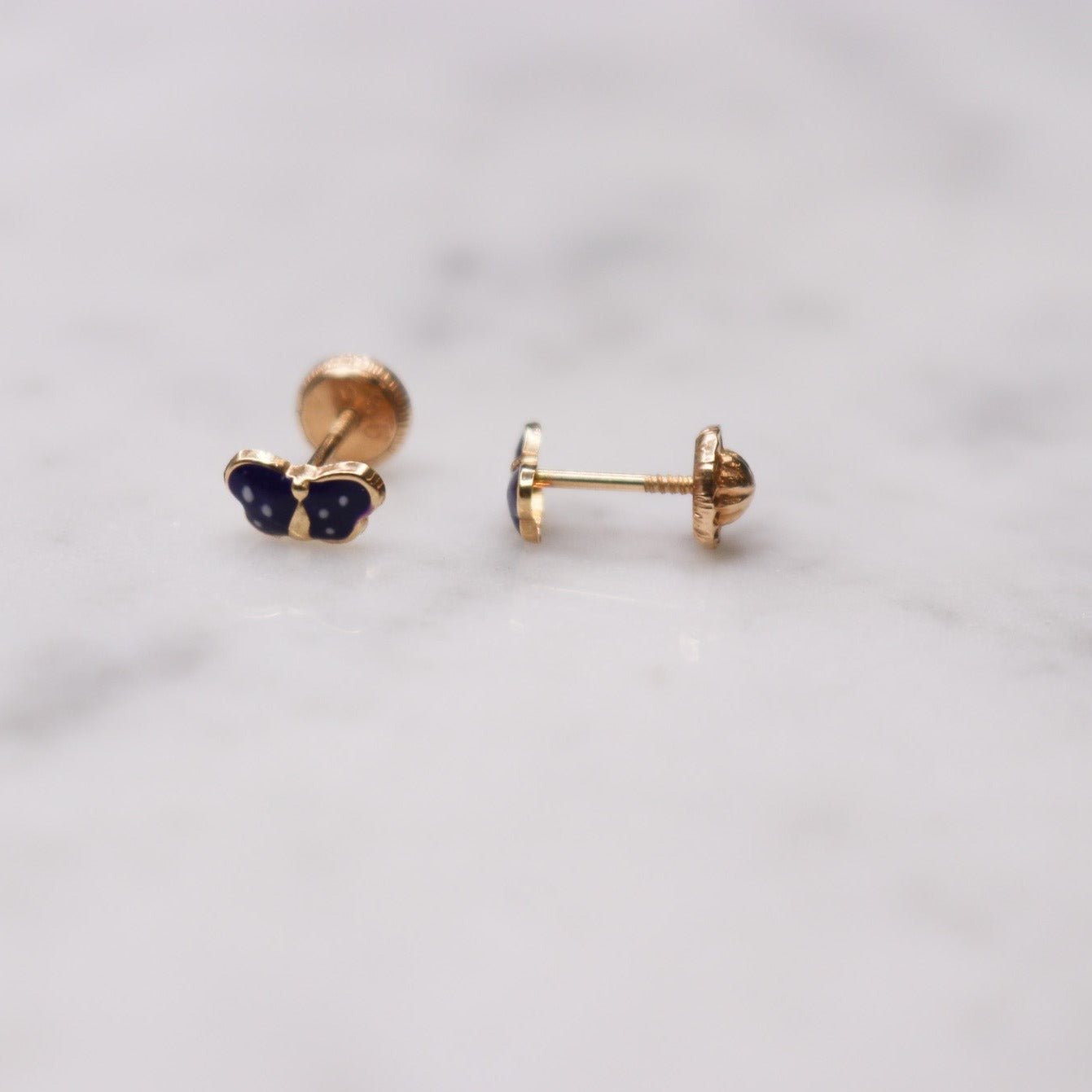 14K Small Enamel Green Butterfly Studs - Nolita