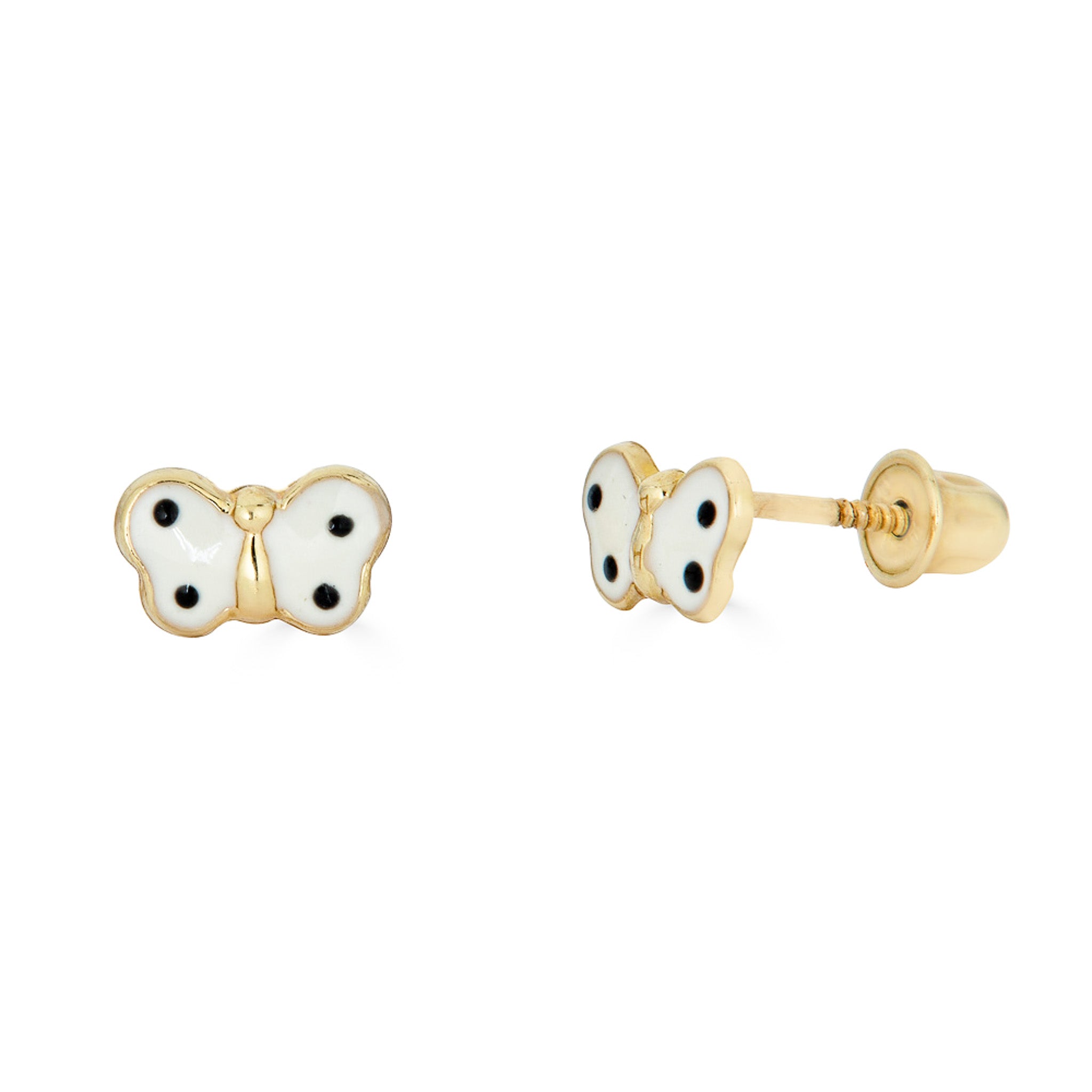 14K Small Enamel Green Butterfly Studs - Nolita