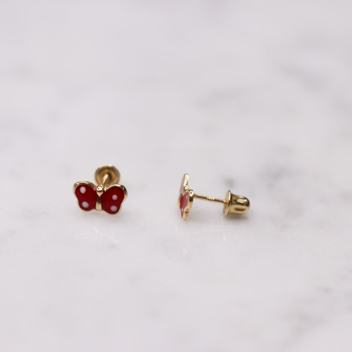 14K Small Enamel Green Butterfly Studs - Nolita