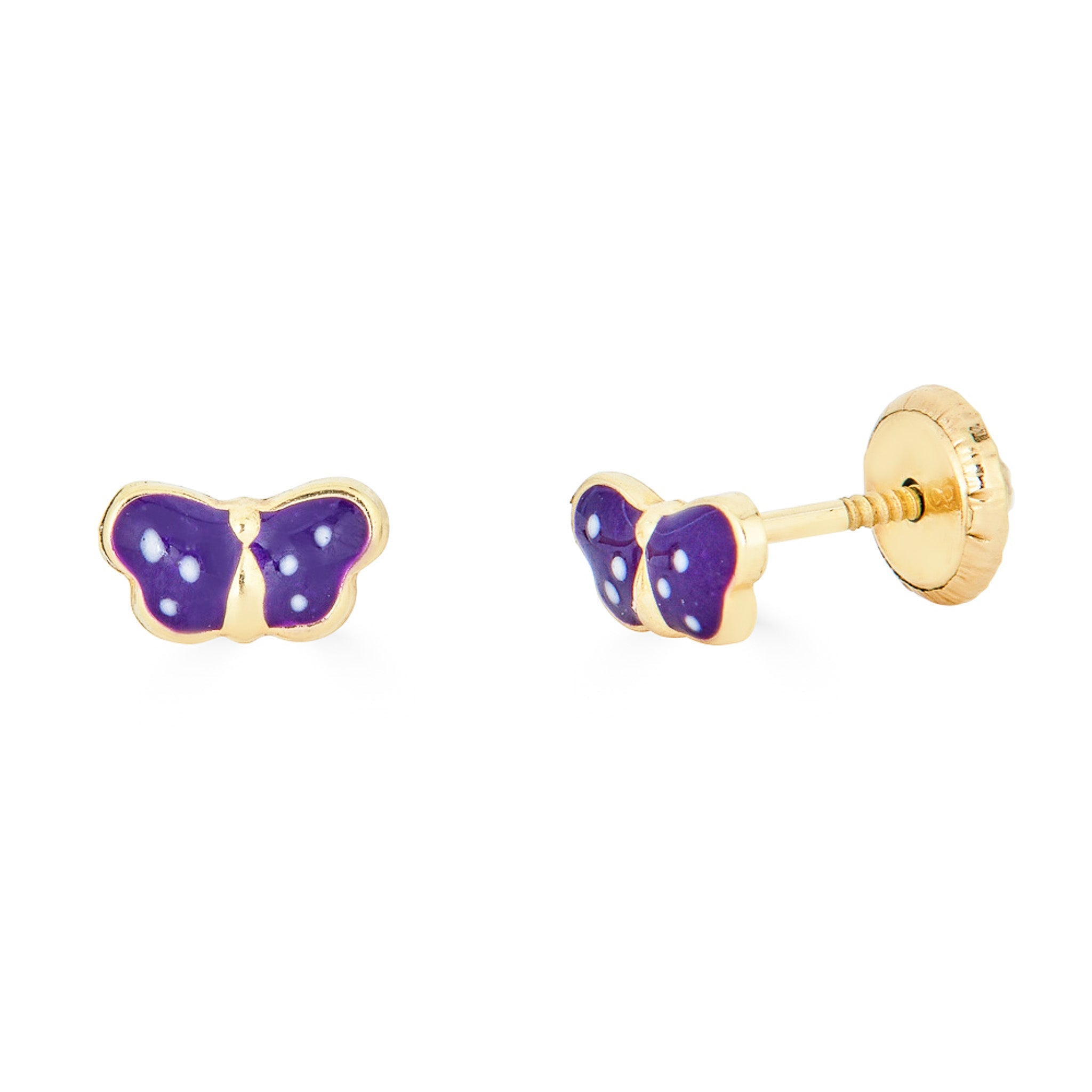 14K Small Enamel Green Butterfly Studs - Nolita