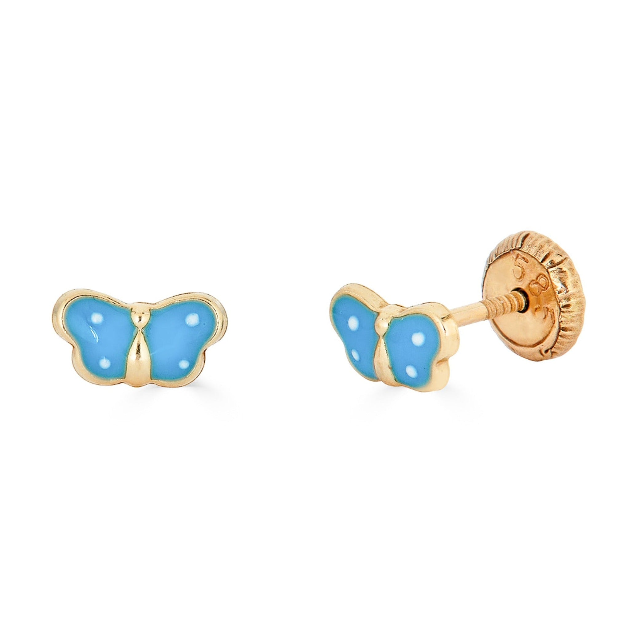 14K Small Enamel Red Butterfly Studs - Nolita