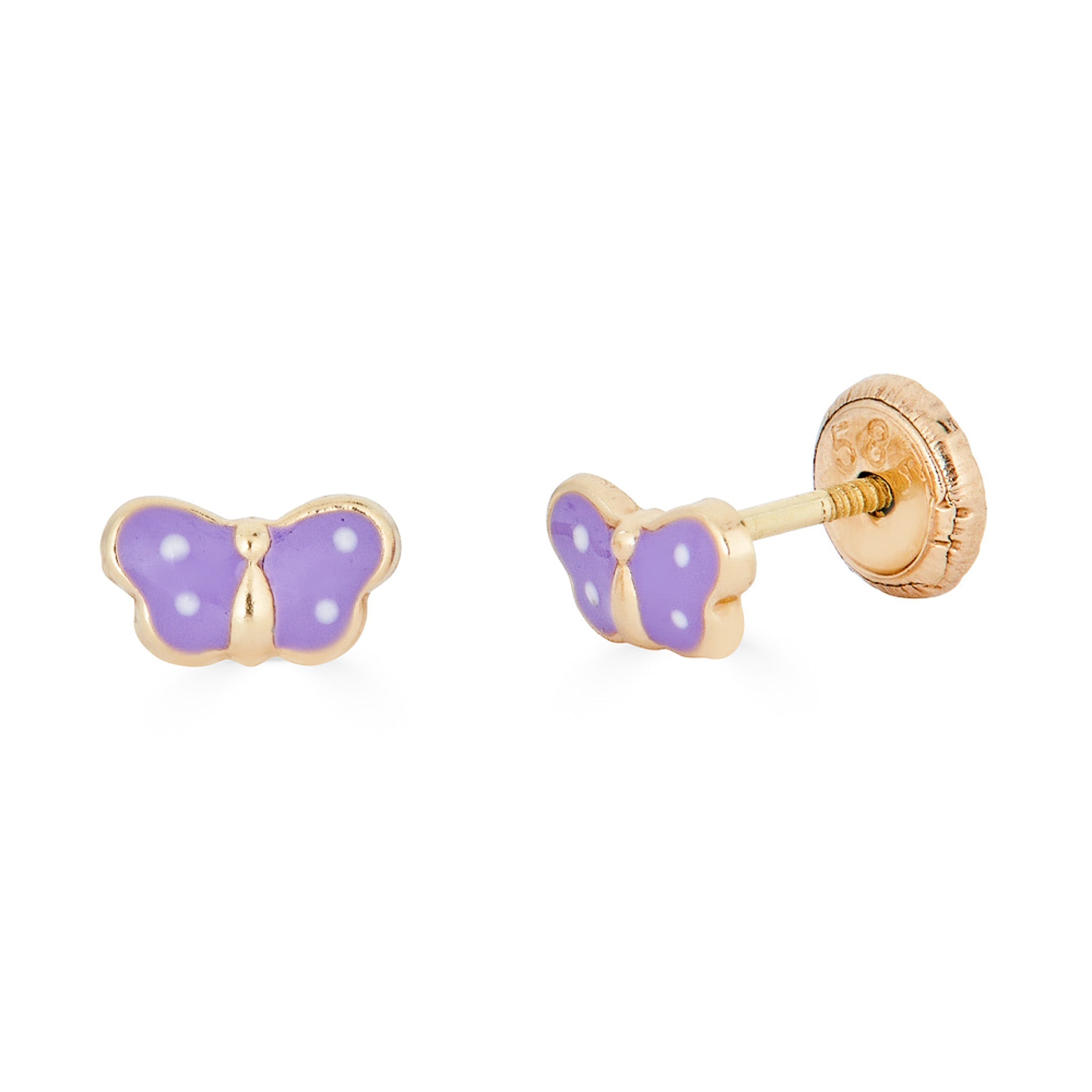 14K Small Enamel Red Butterfly Studs - Nolita