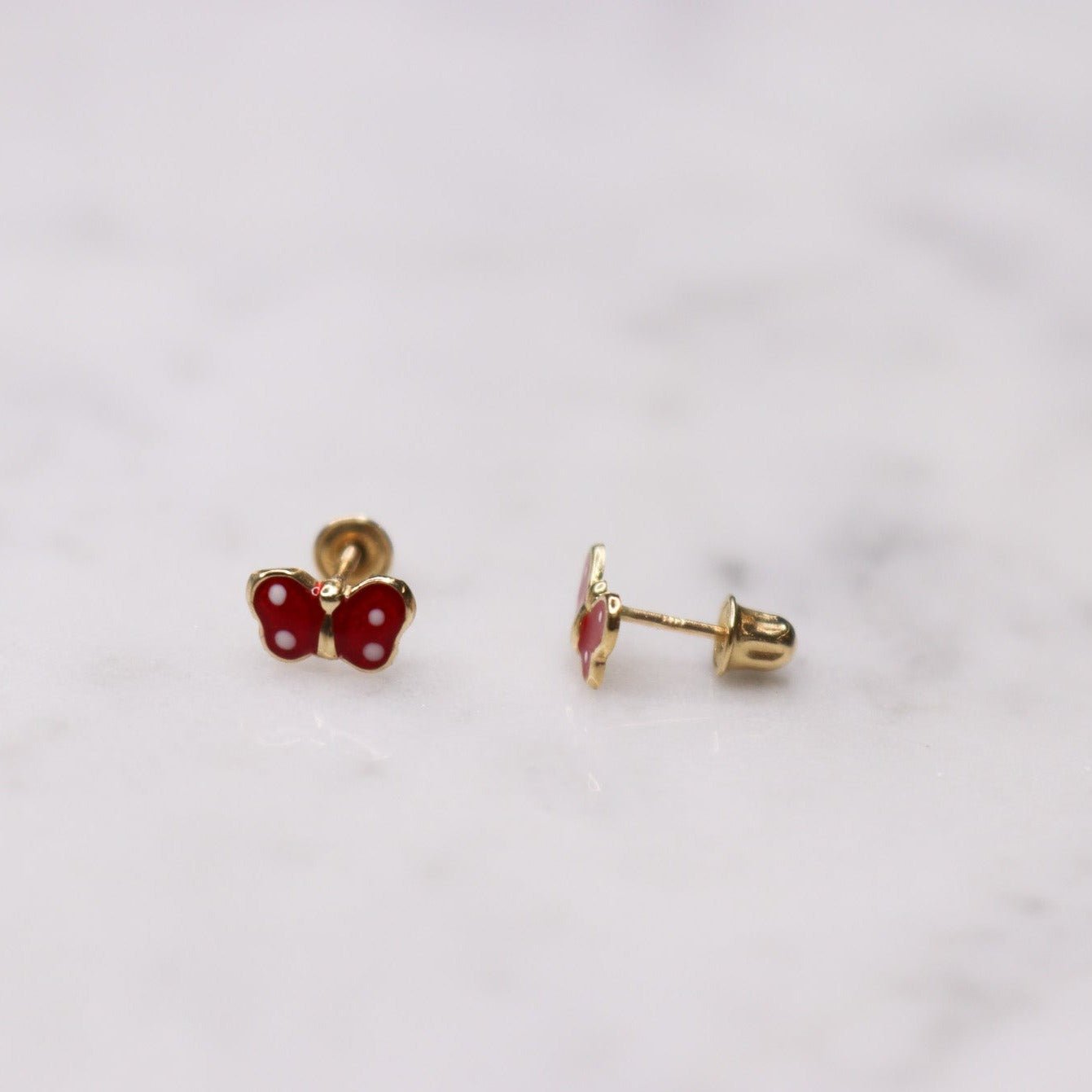 14K Small Enamel Red Butterfly Studs - Nolita