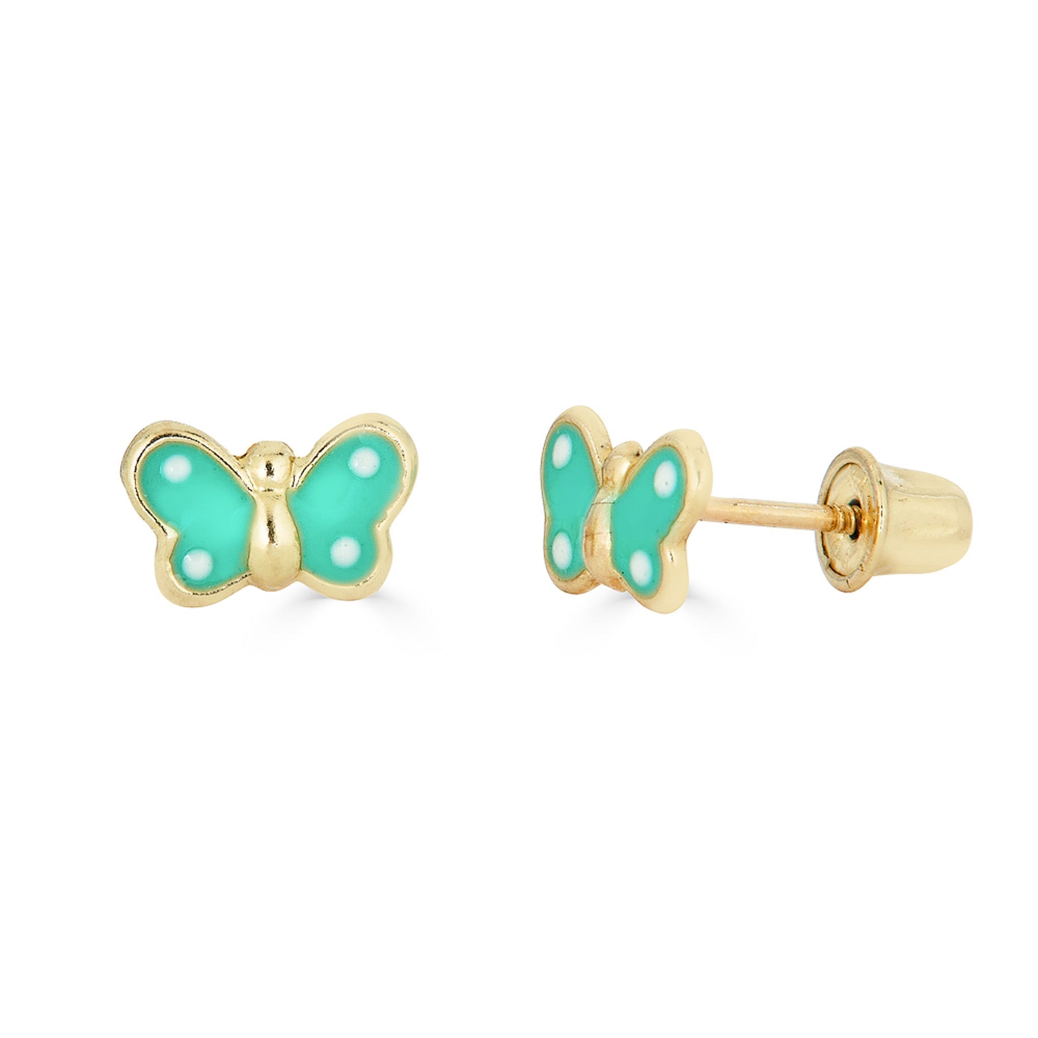 14K Small Enamel Red Butterfly Studs - Nolita